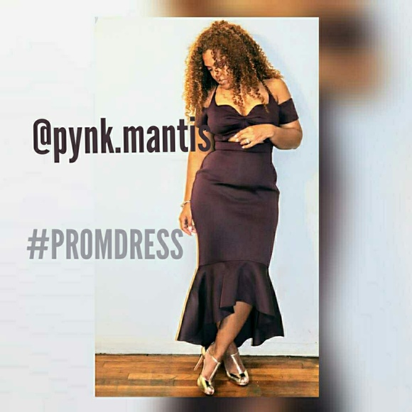 PARTY/ PROM PEPHEM DRESS WINE BURGUNDY - Picture 5 of 6